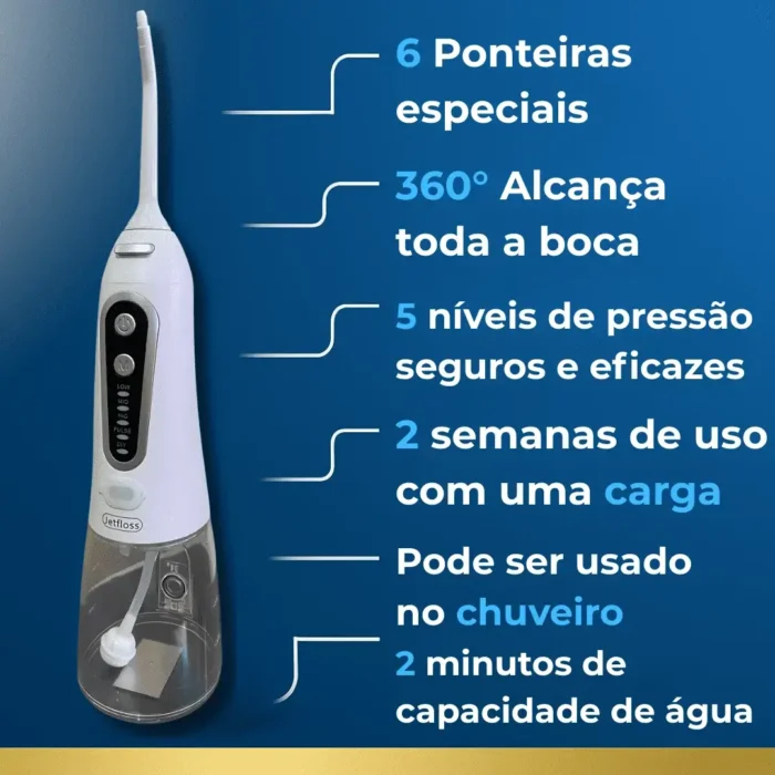 Caracteristiscas do irrigador dental jetfloss branco